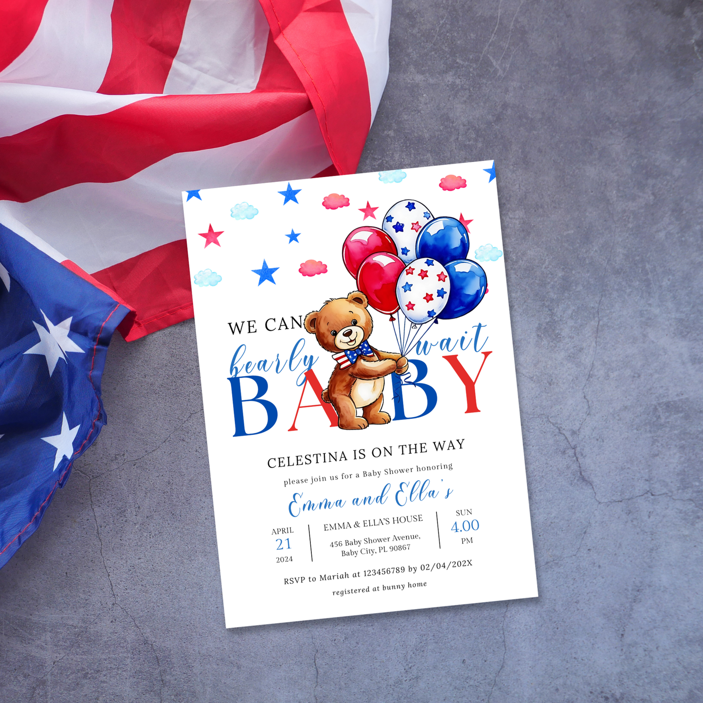 Patriotic Baby Shower Invitation Set