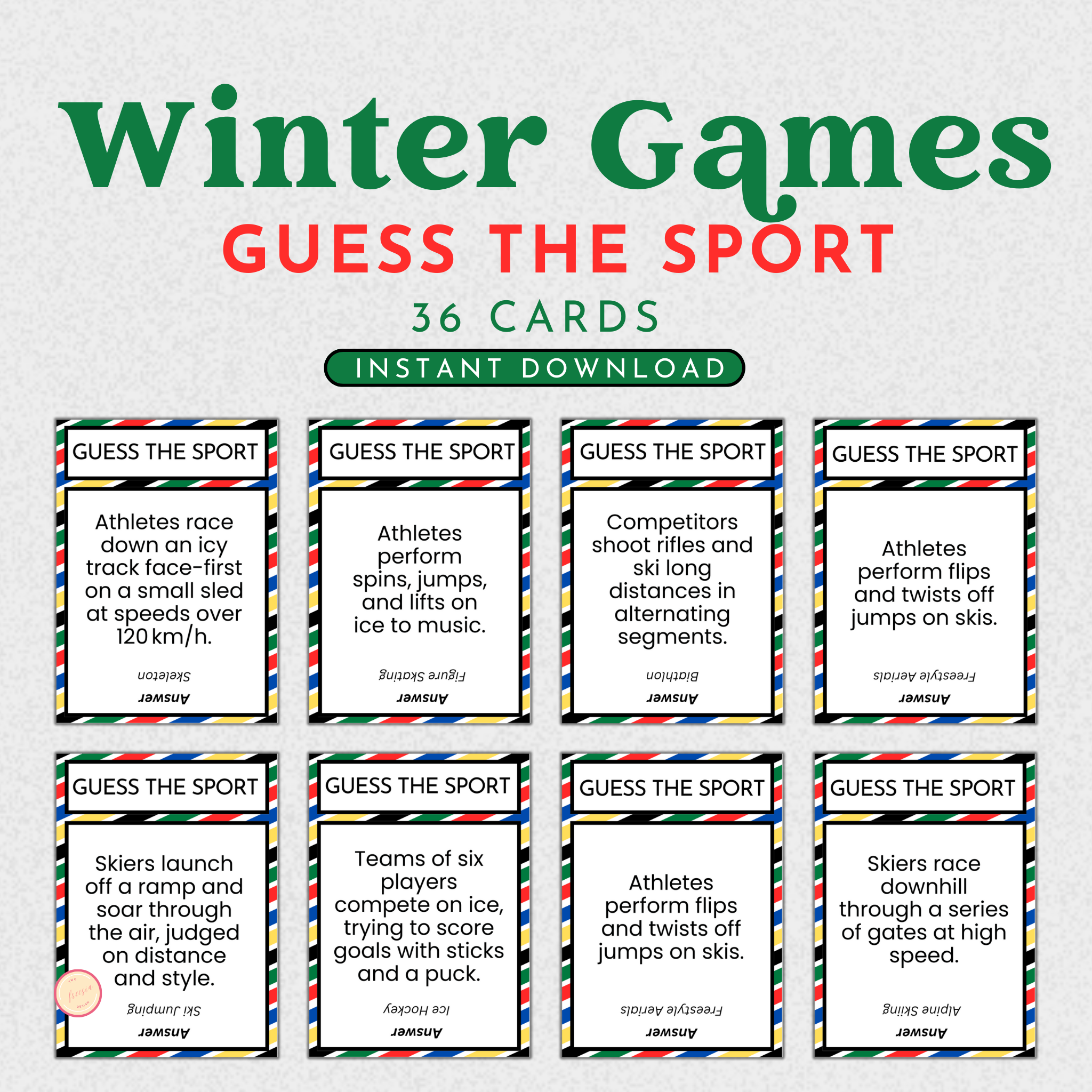 Printable Winter Guess the Sport Game for Opening, Viewing Party, and ...
