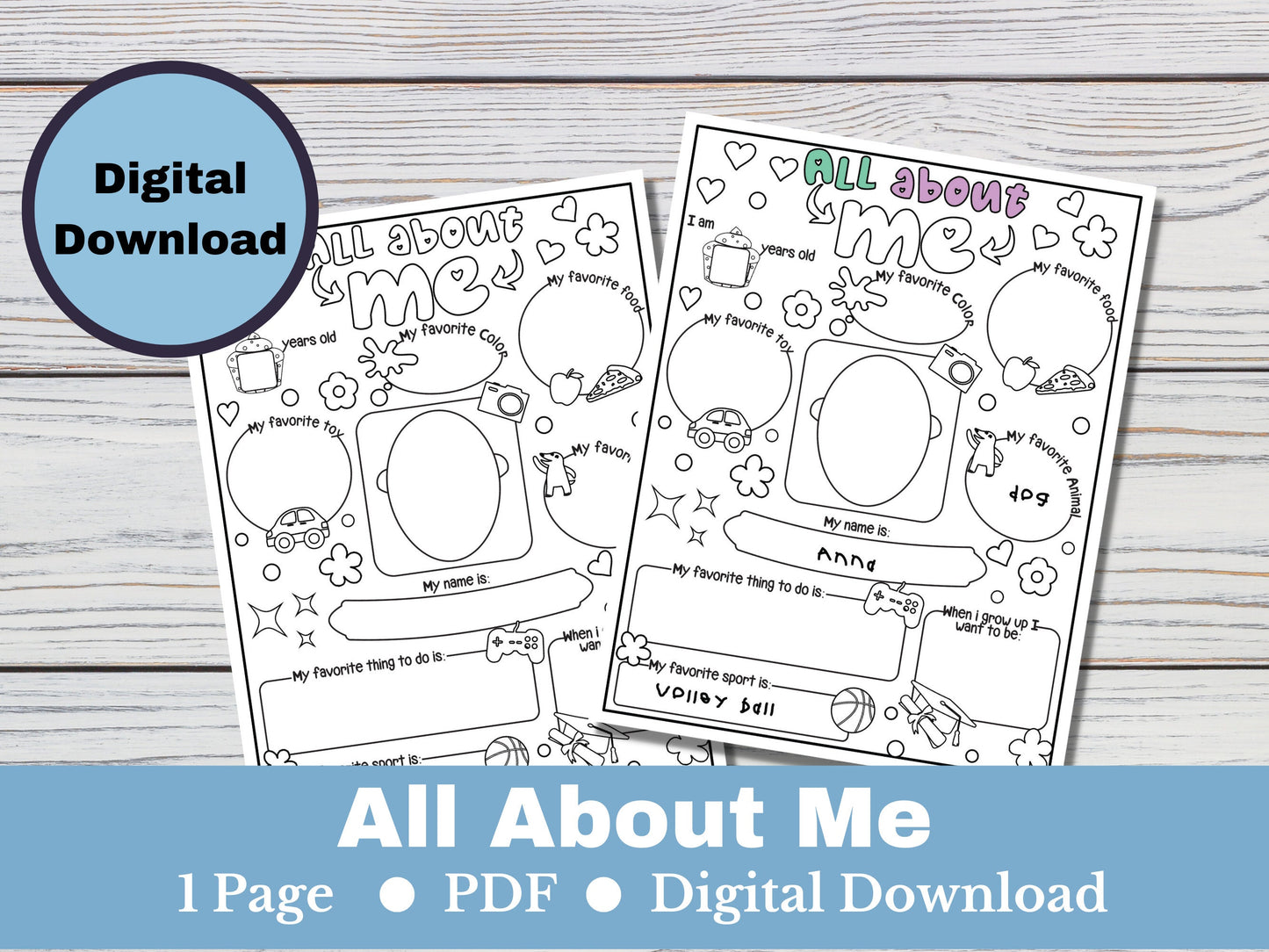 About Me Activity Coloring Sheet