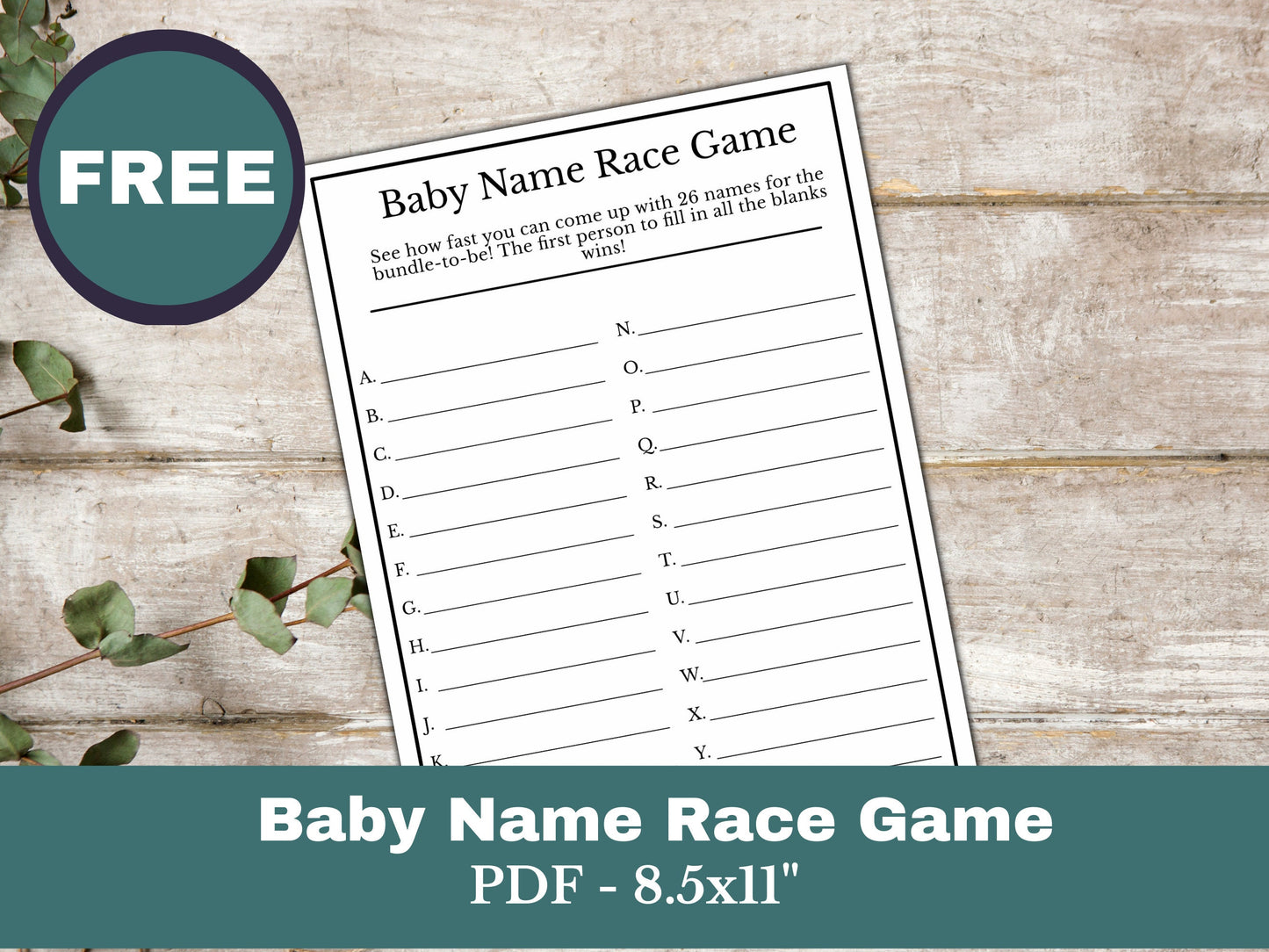 Baby Shower Bingo Game