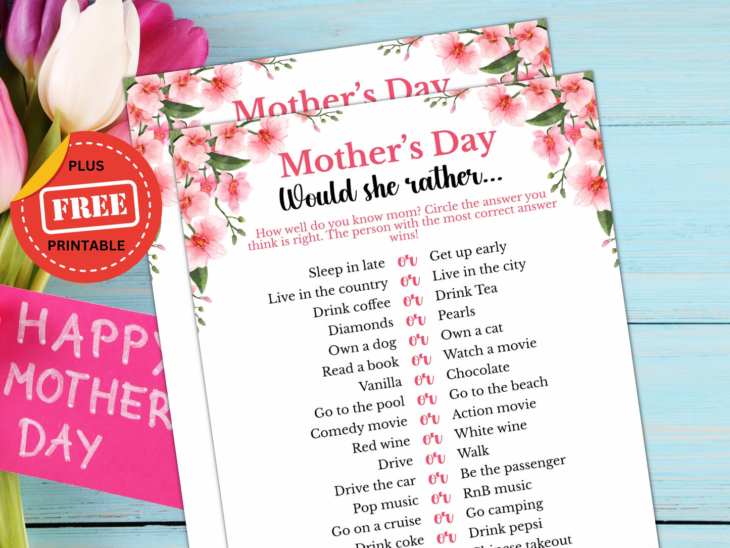 Would She Rather - Mother's Day Party Game