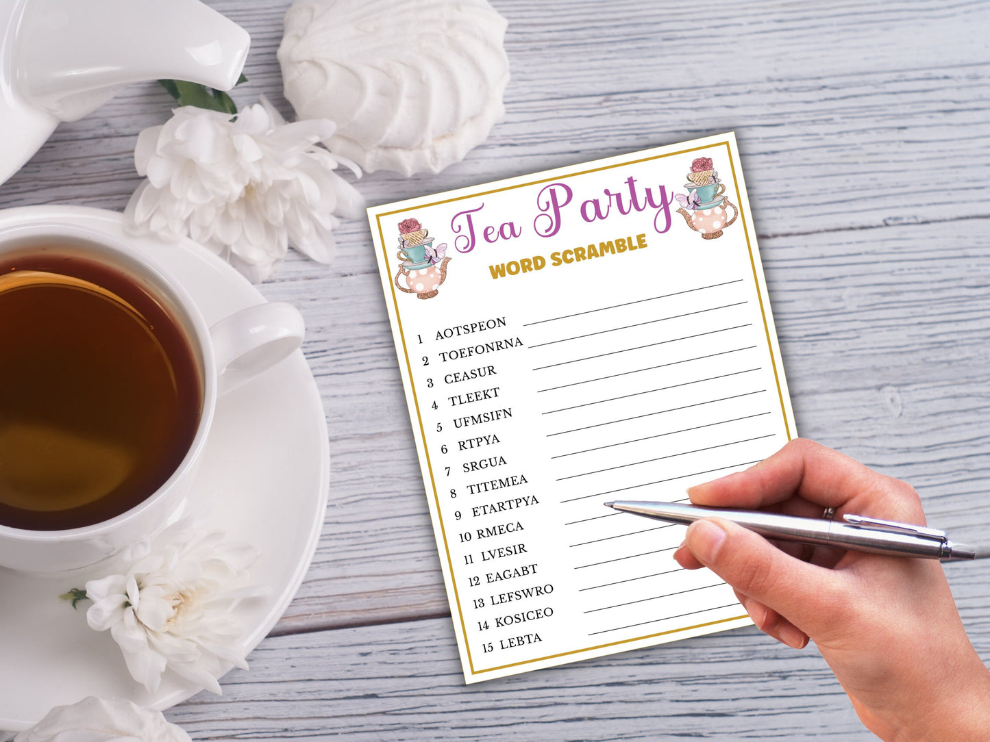 Tea Party Word Scramble Game