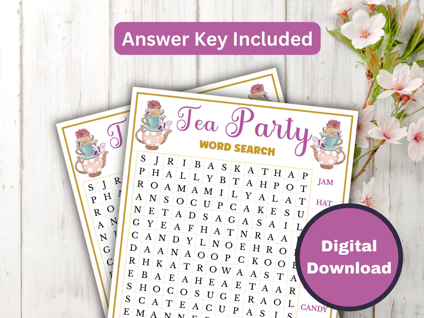 Tea Party Word Search Game