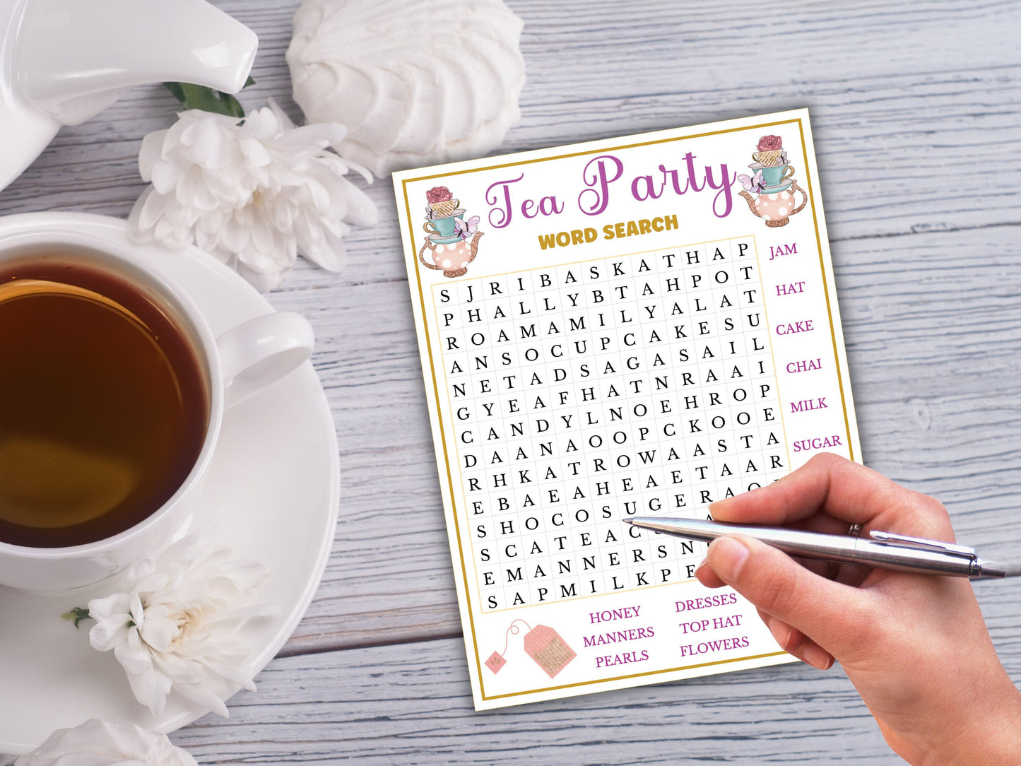 Tea Party Word Search Game