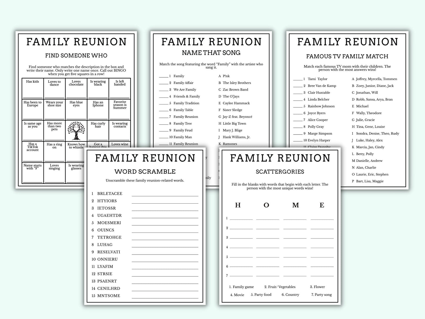 Family Reunion Games - 10 Games