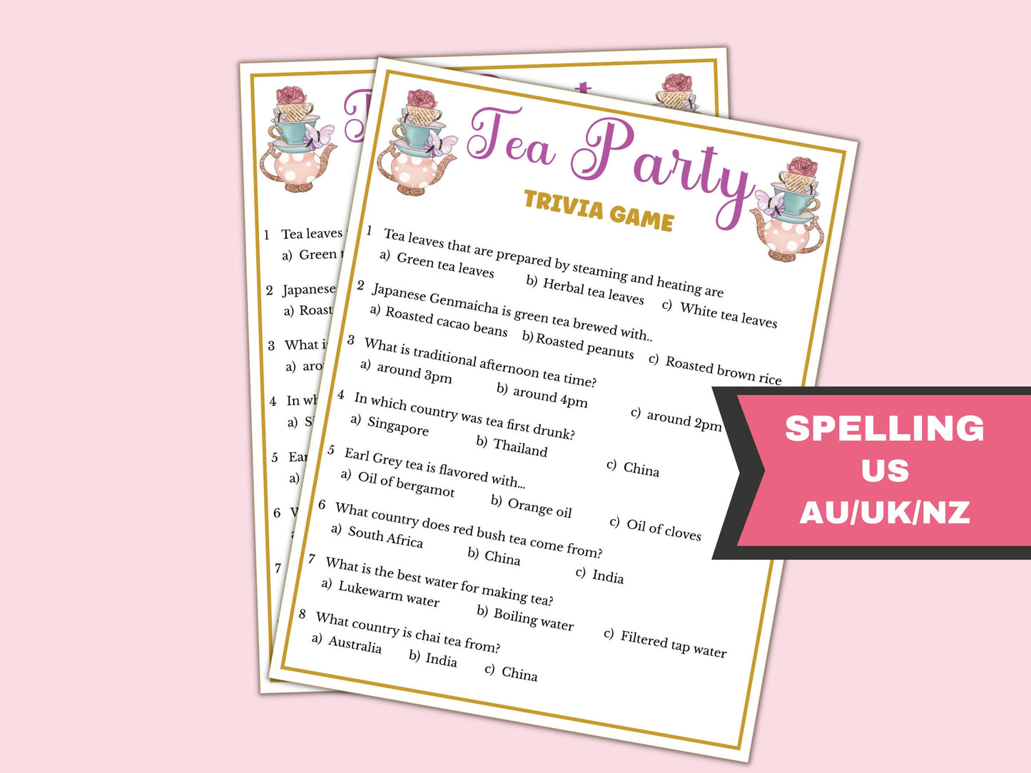 Tea Party Trivia Game
