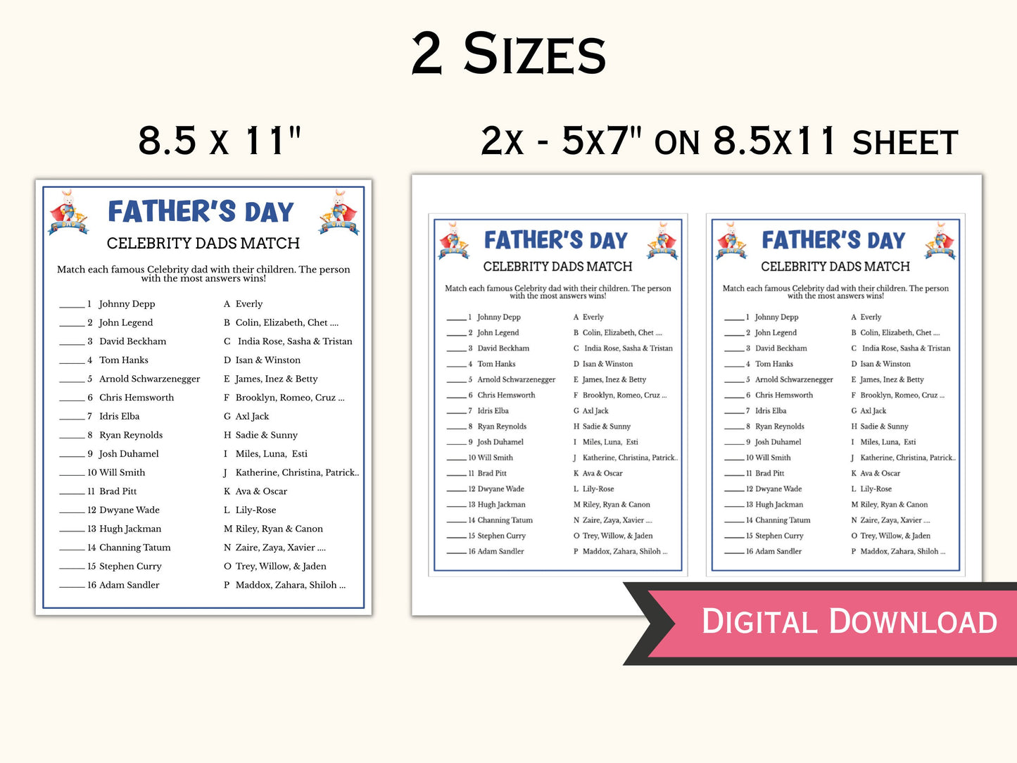 Celebrity Dads Match - Father's Day Game
