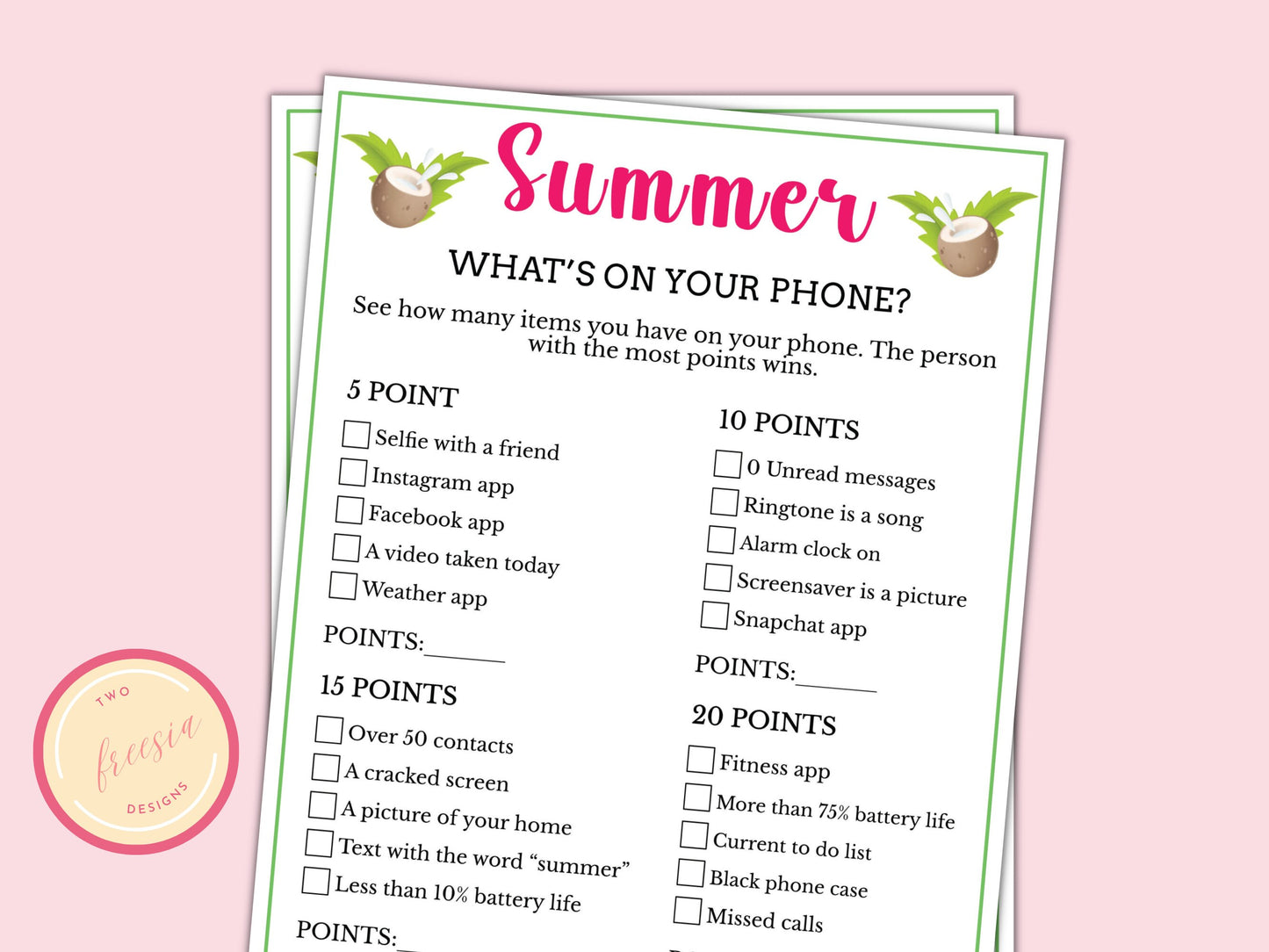 Summer What's on Your Phone game
