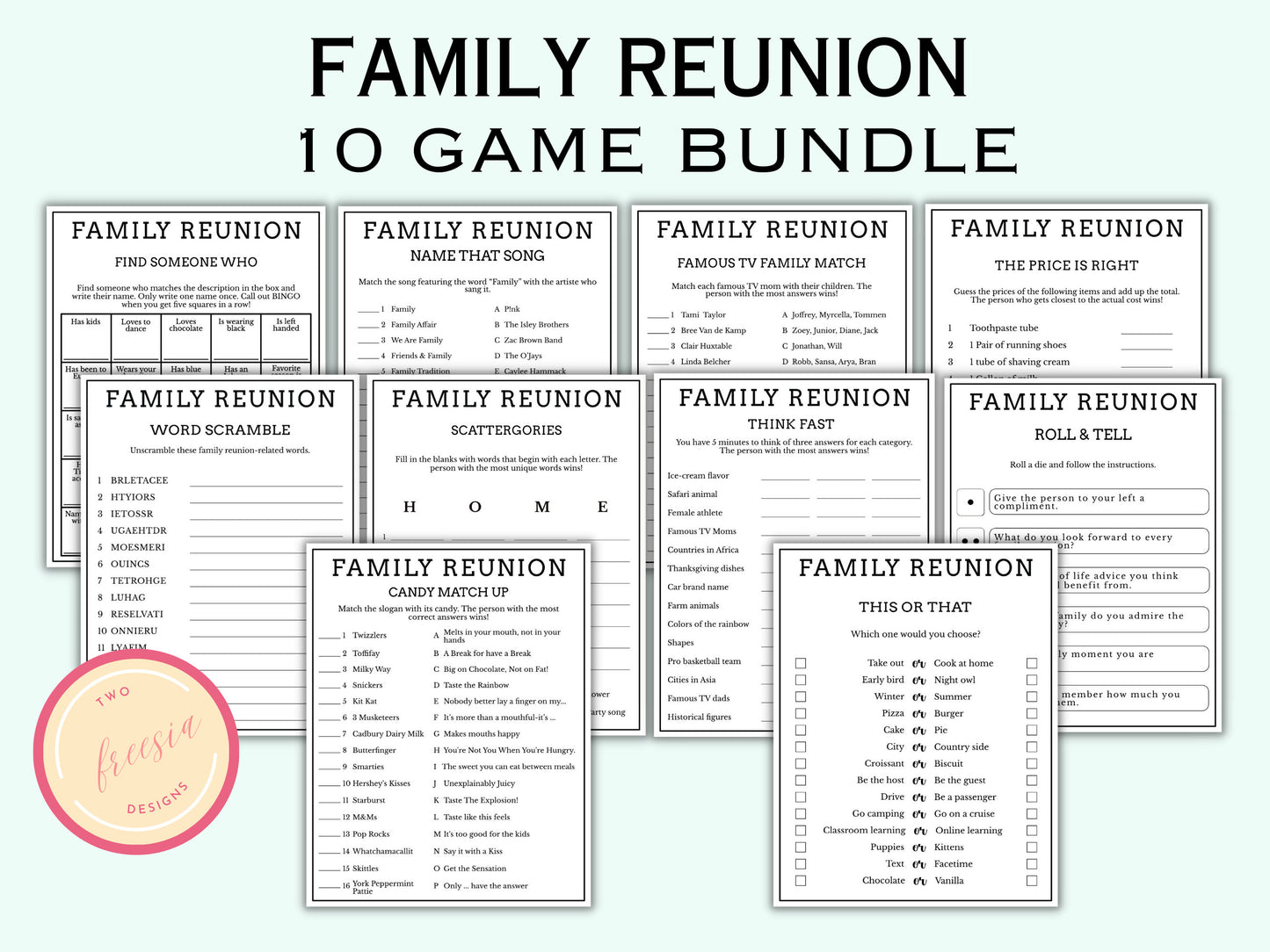 Family Reunion Games - 10 Games