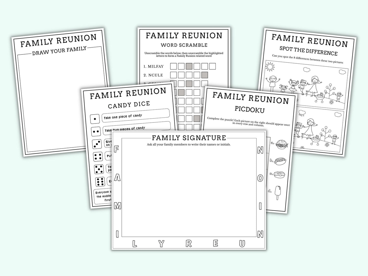 Family Reunion Games and Activities for Kids - 17 Pack