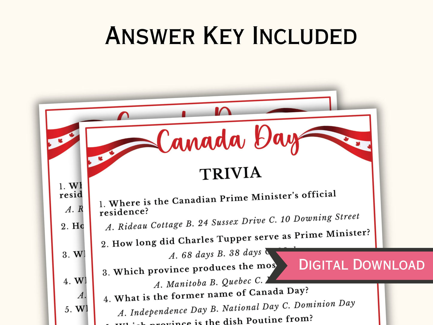 Canada Day Trivia Game