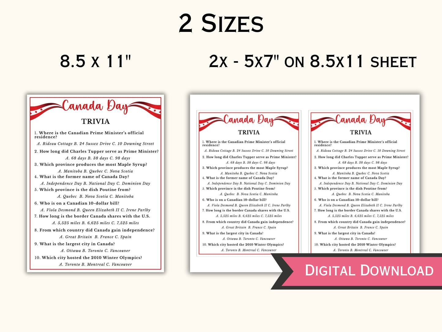 Canada Day Trivia Game