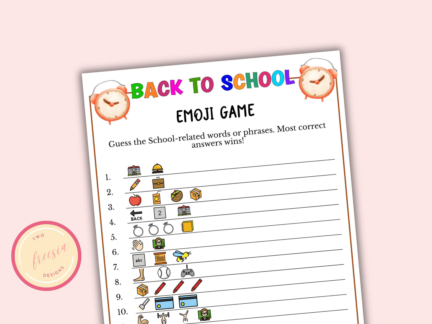 Back to School Emoji Game