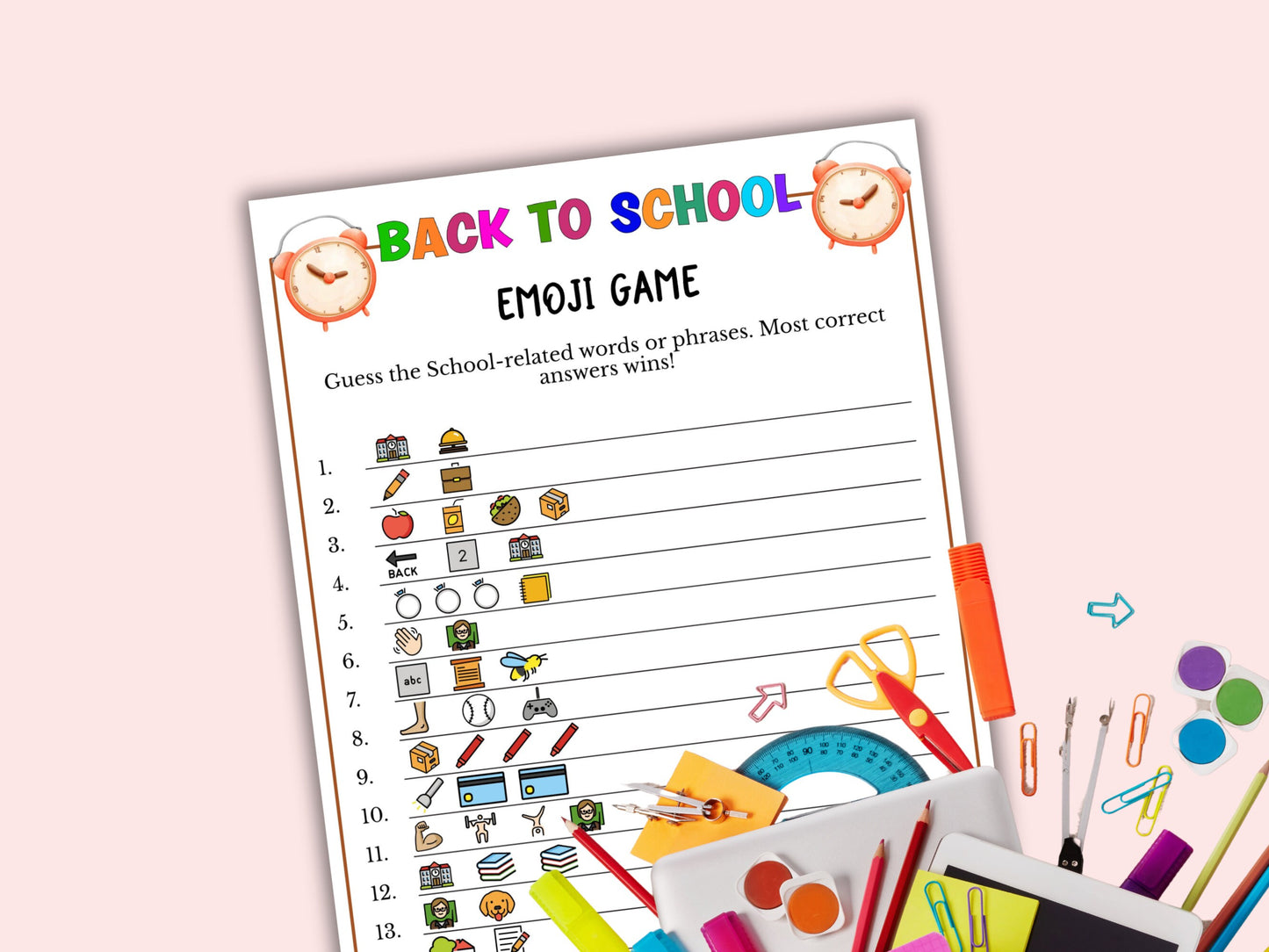 Back to School Emoji Game