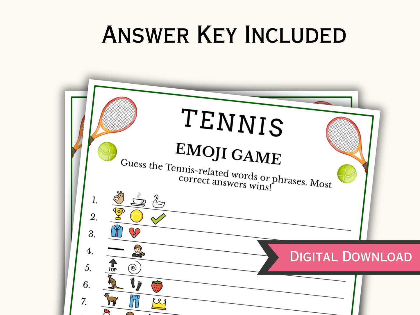 Tennis Emoji Pictionary Game