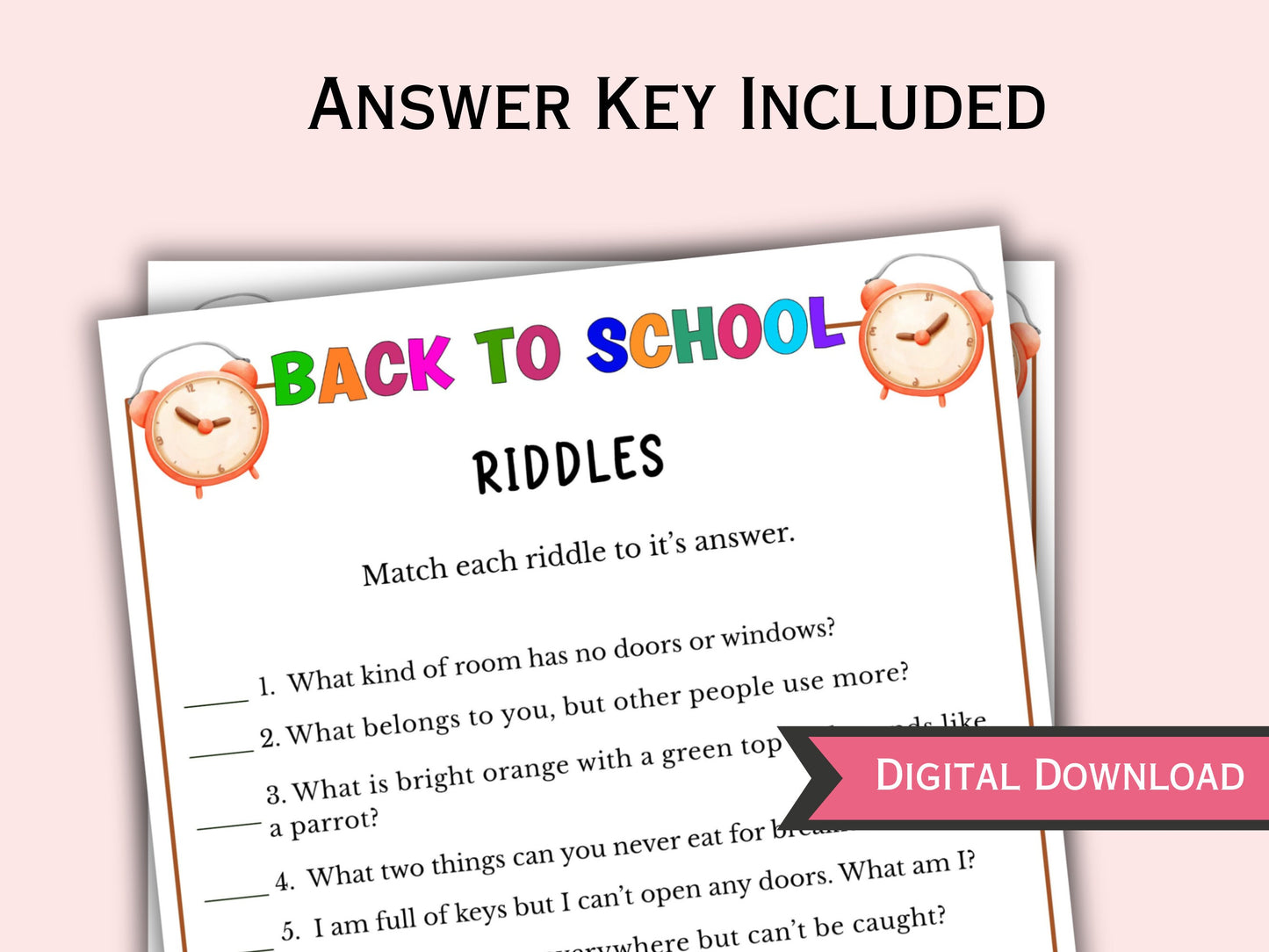 Back to School Riddles Game