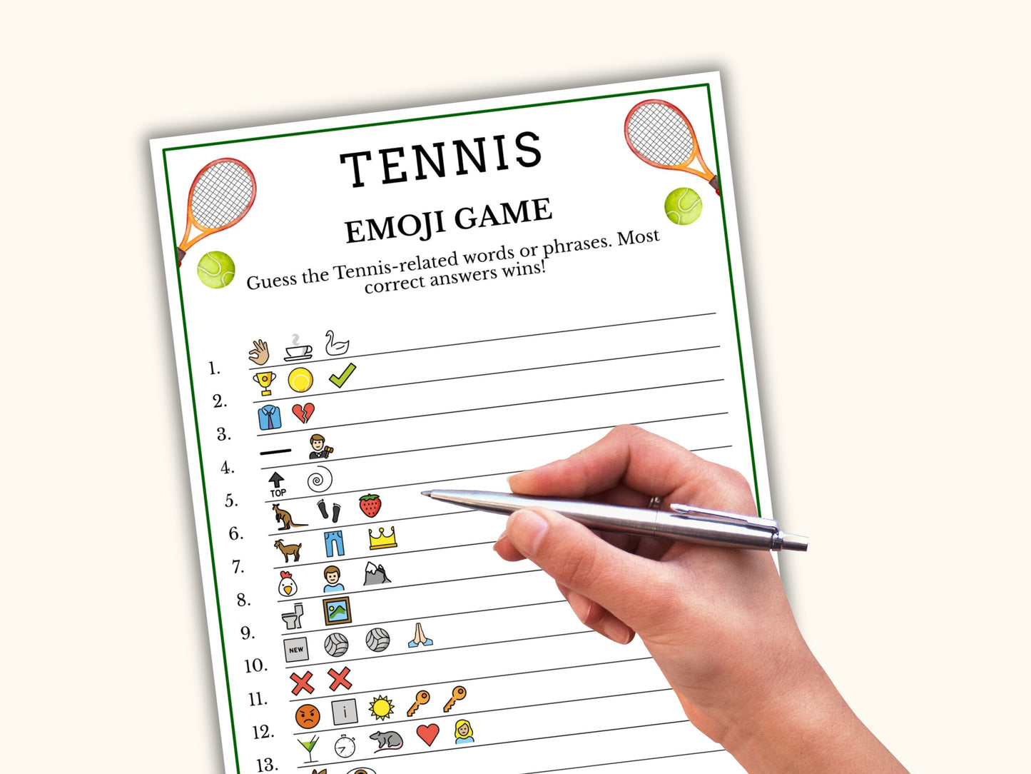Tennis Emoji Pictionary Game