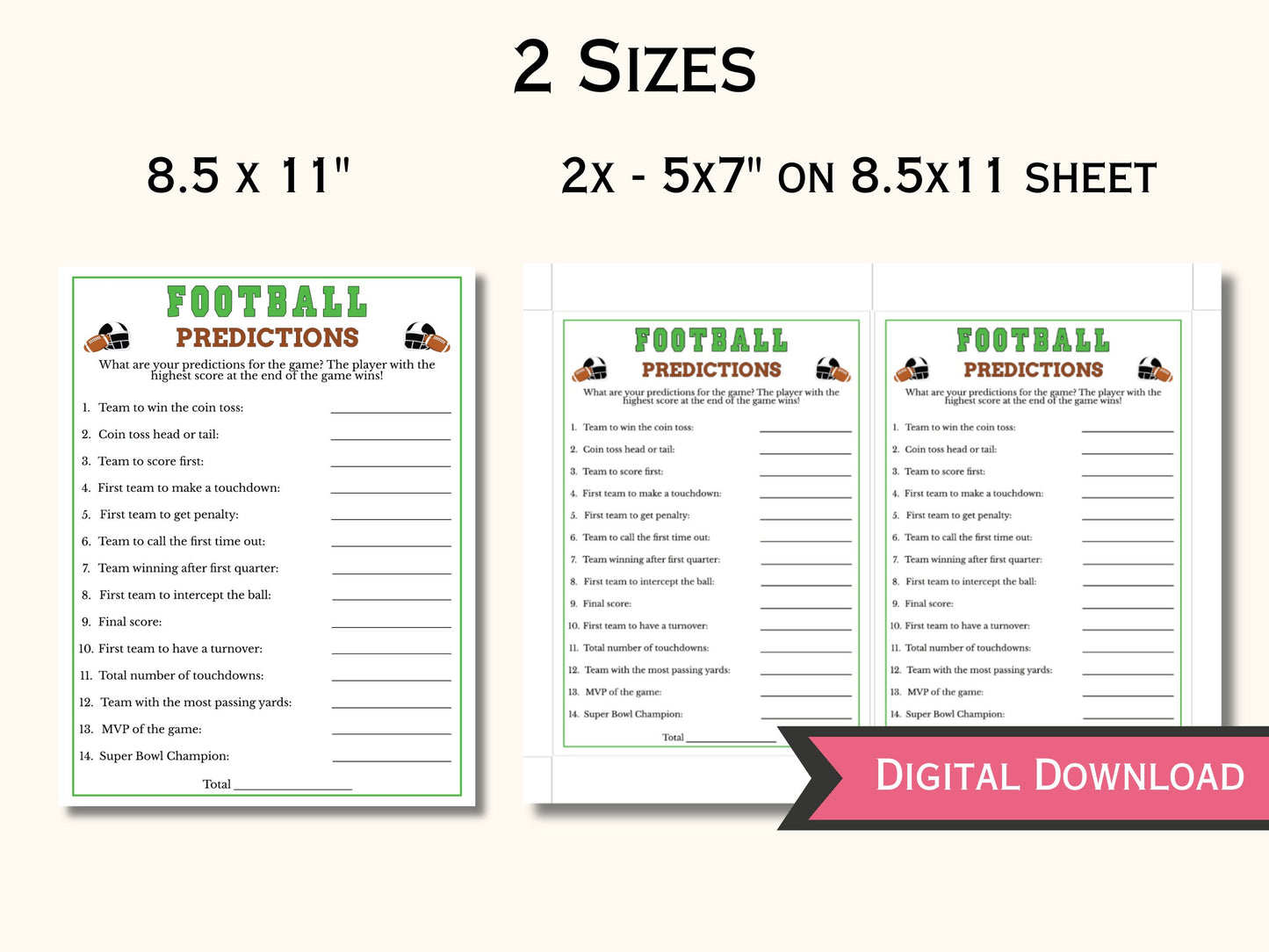 Football Game Predictions Printable