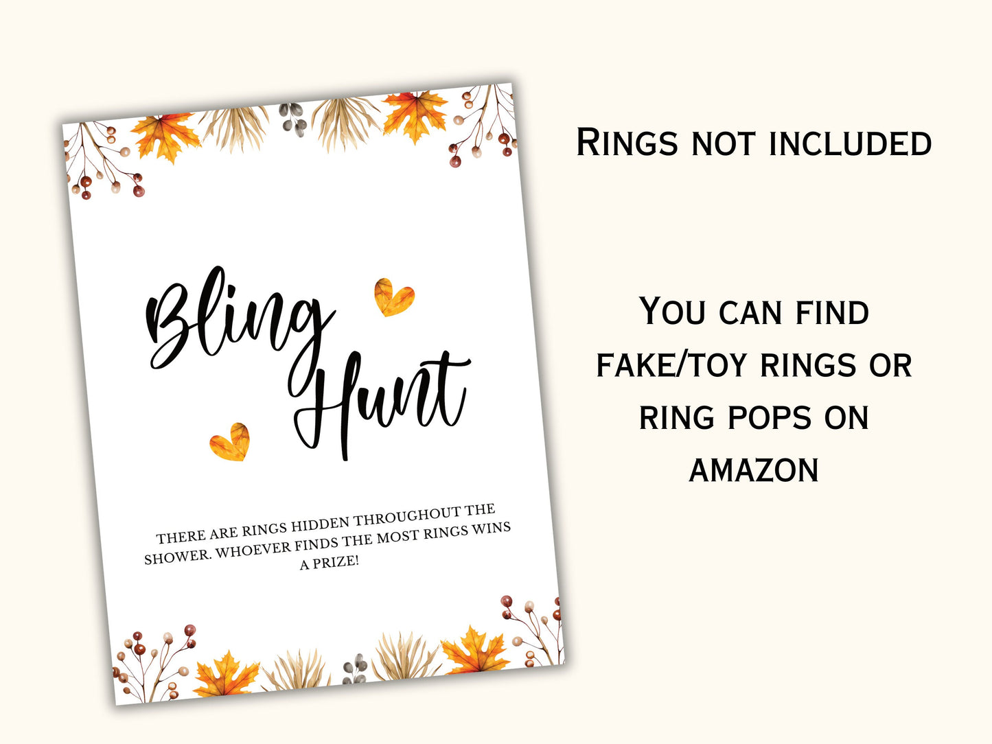 Fall Bridal Shower Party Game - Ring Hunt