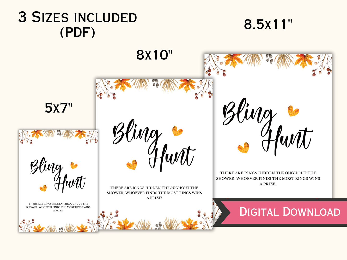 Fall Bridal Shower Party Game - Ring Hunt