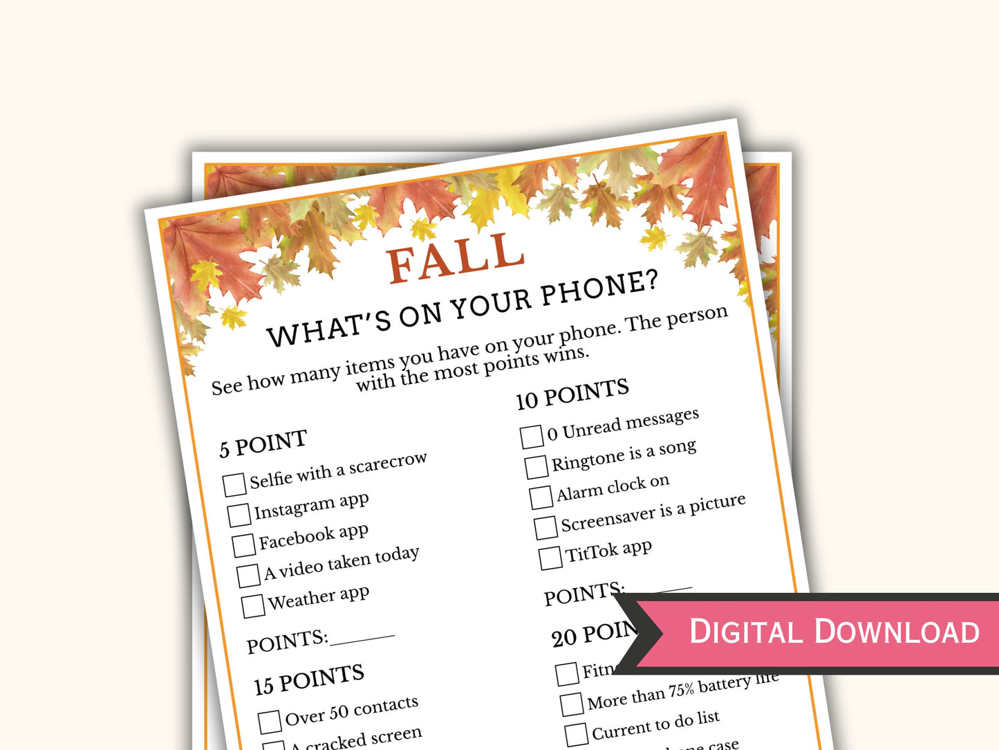 Fall What's on Your Phone Game