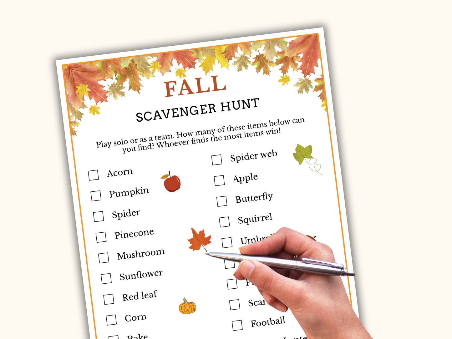 Fall Scavenger Hunt Game