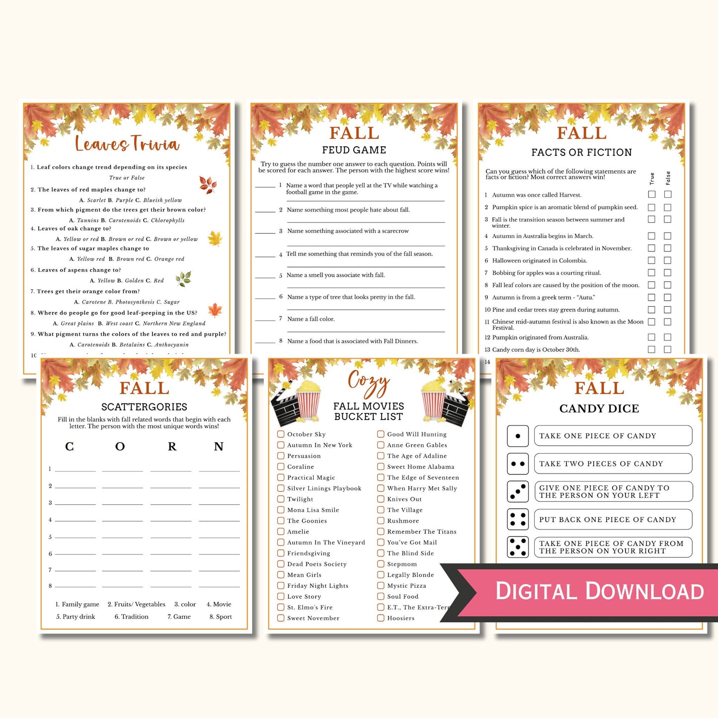 Fall Games Printable (12 Game Bundle)
