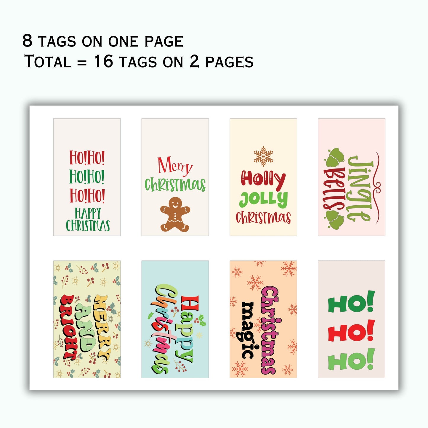 Christmas Gift Tags Printable - Set of 16