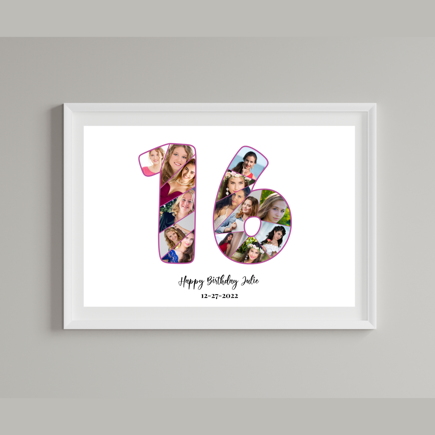 Customizable Number 16 Photo Collage - for Birthdays and Anniversaries