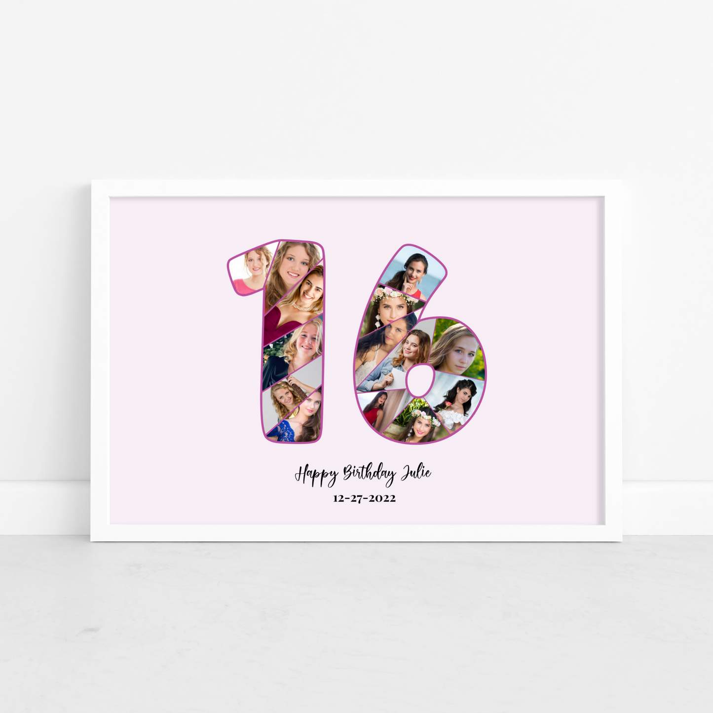 Customizable Number 16 Photo Collage - for Birthdays and Anniversaries