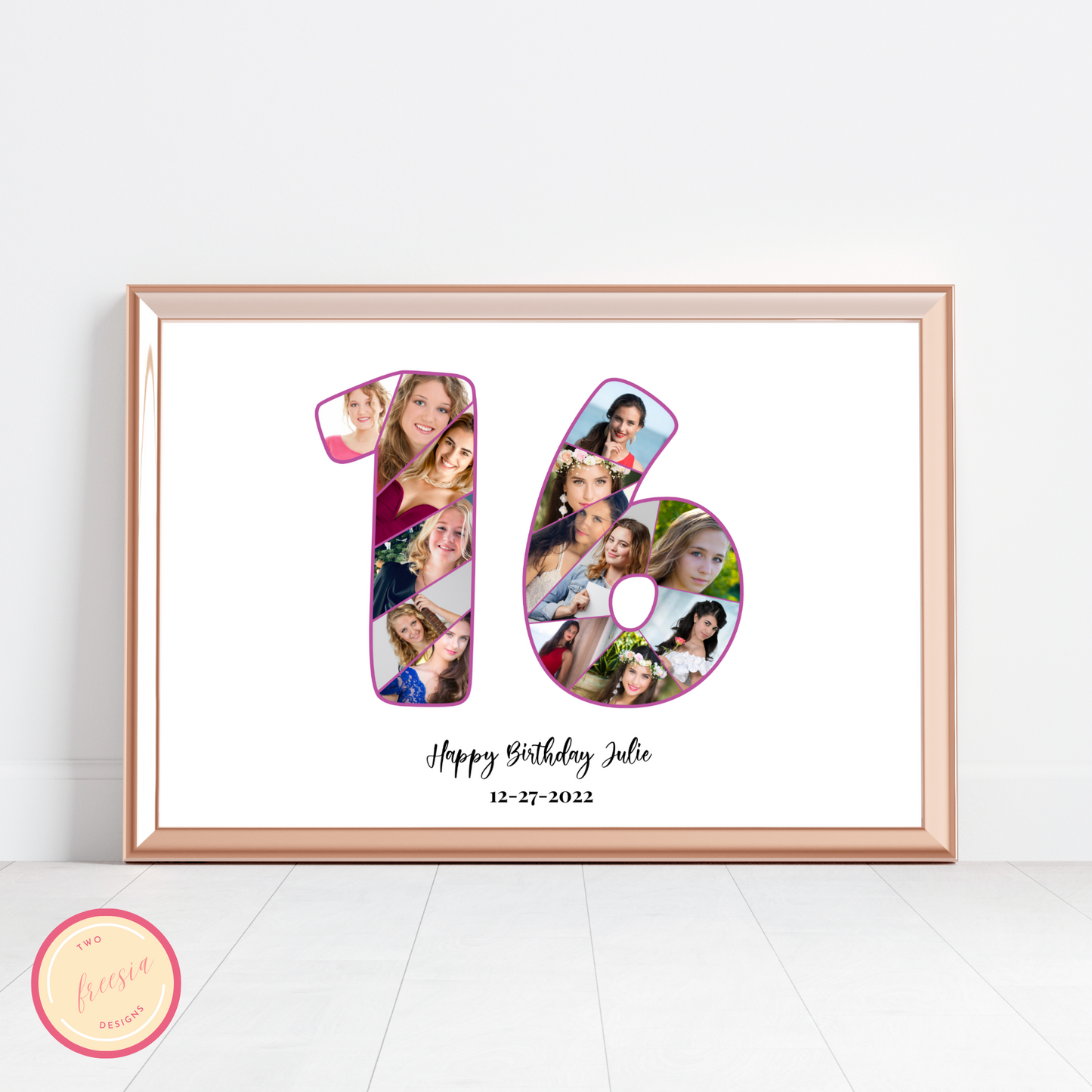 Customizable Number 16 Photo Collage - for Birthdays and Anniversaries