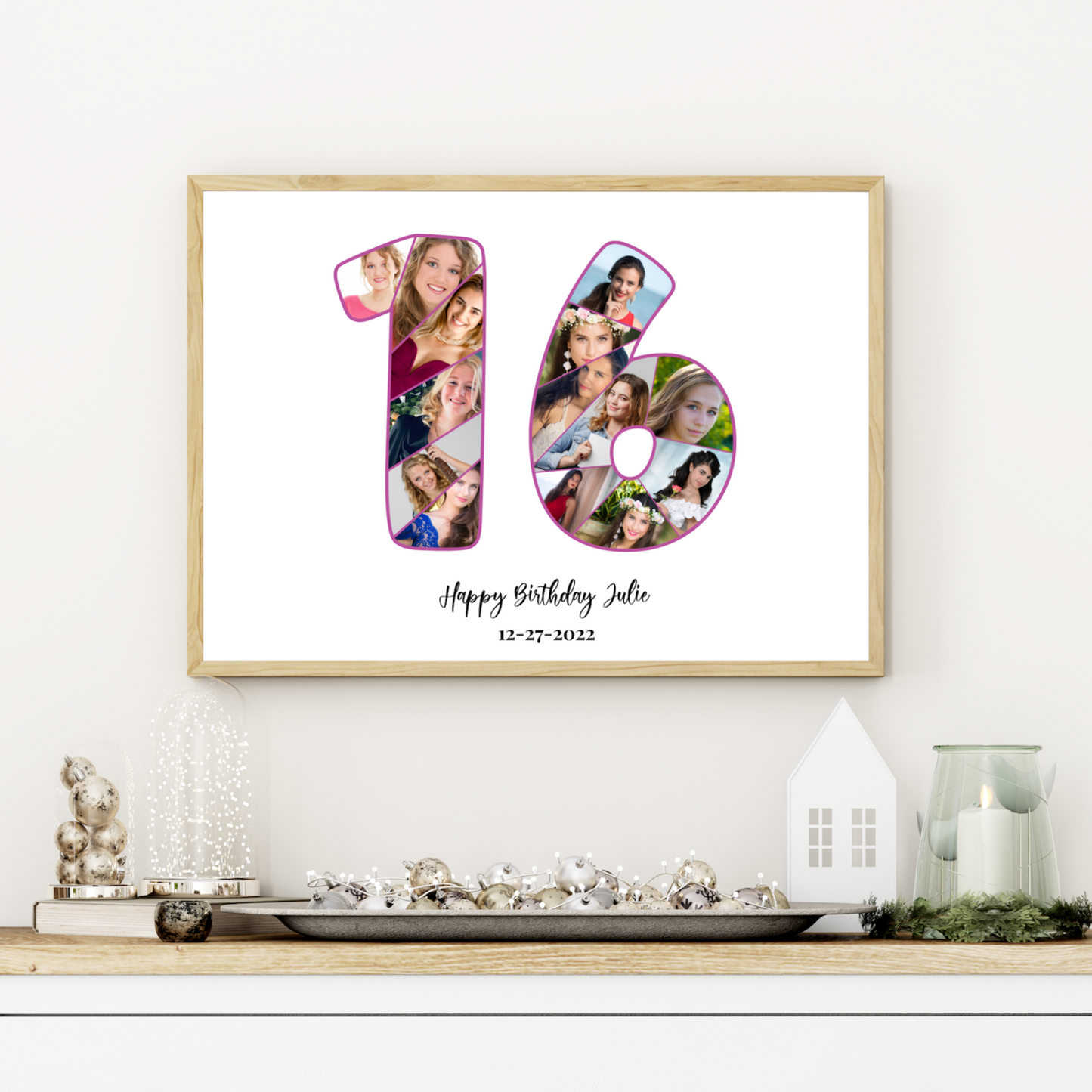 Customizable Number 16 Photo Collage - for Birthdays and Anniversaries