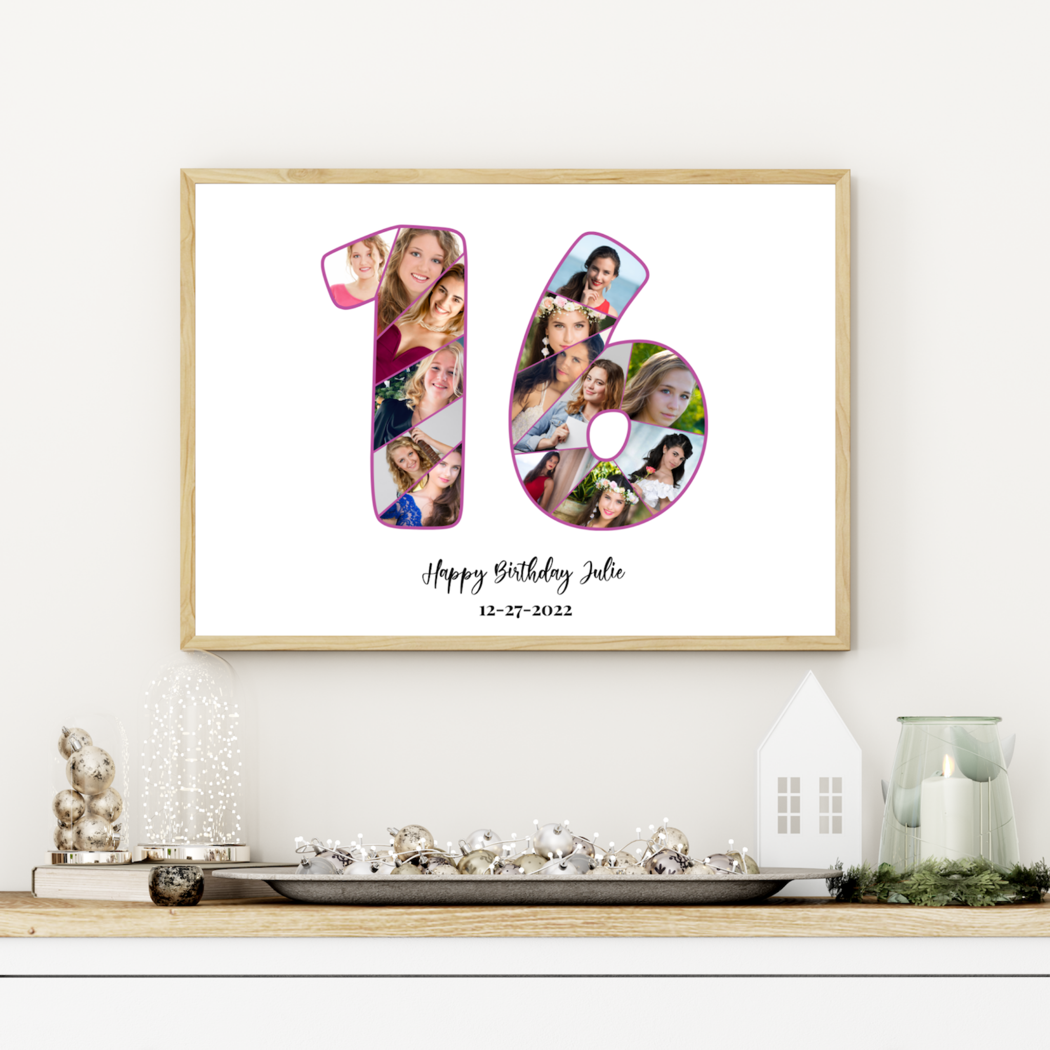Customizable Number 16 Photo Collage - for Birthdays and Anniversaries