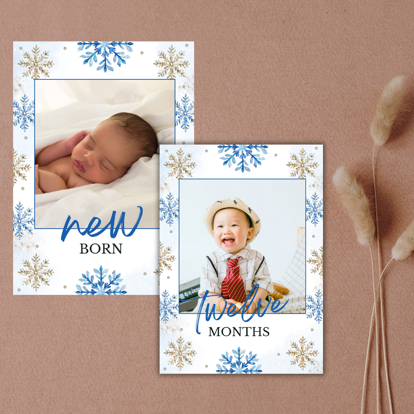 Winter 1st Birthday Monthly Photo Banner | Blue