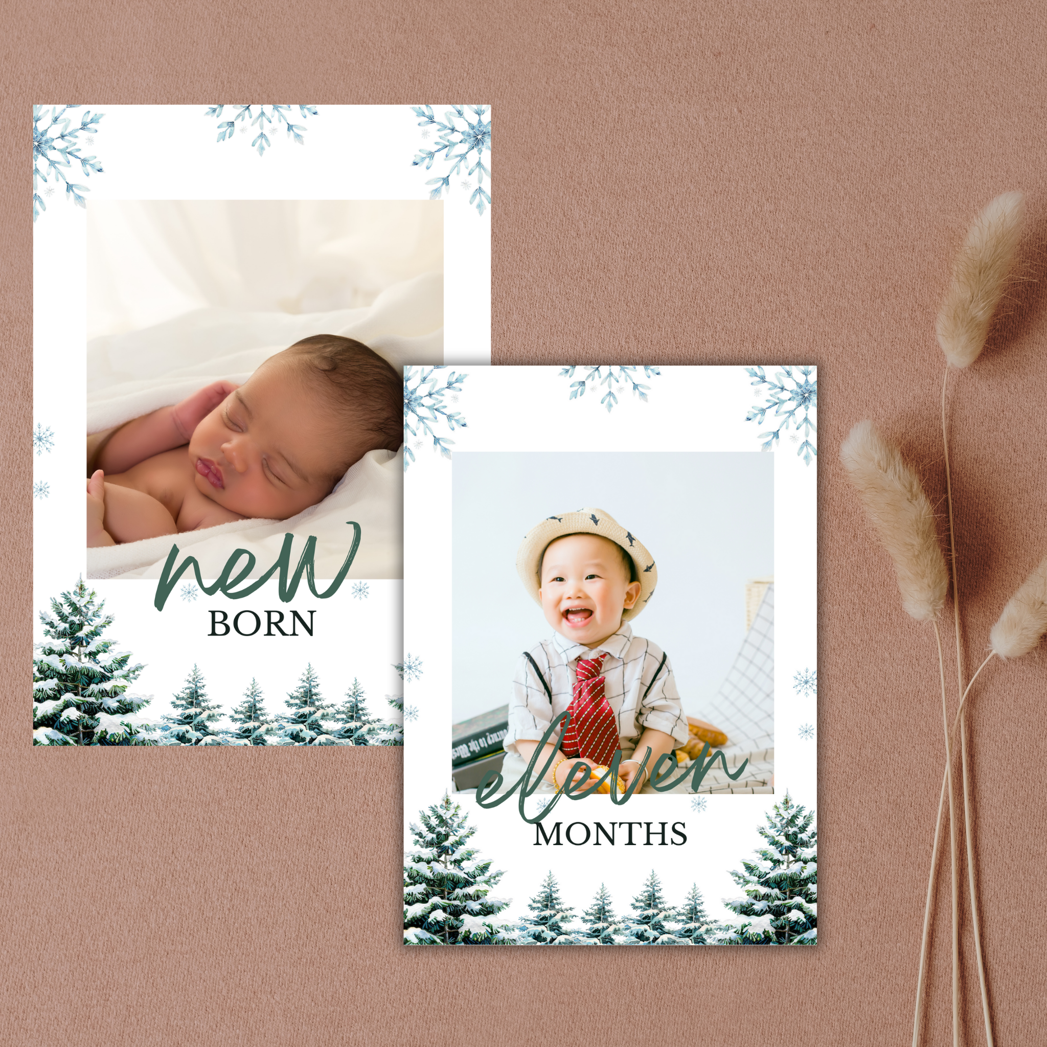 Winter 1st Birthday Monthly Photo Banner | Woodland