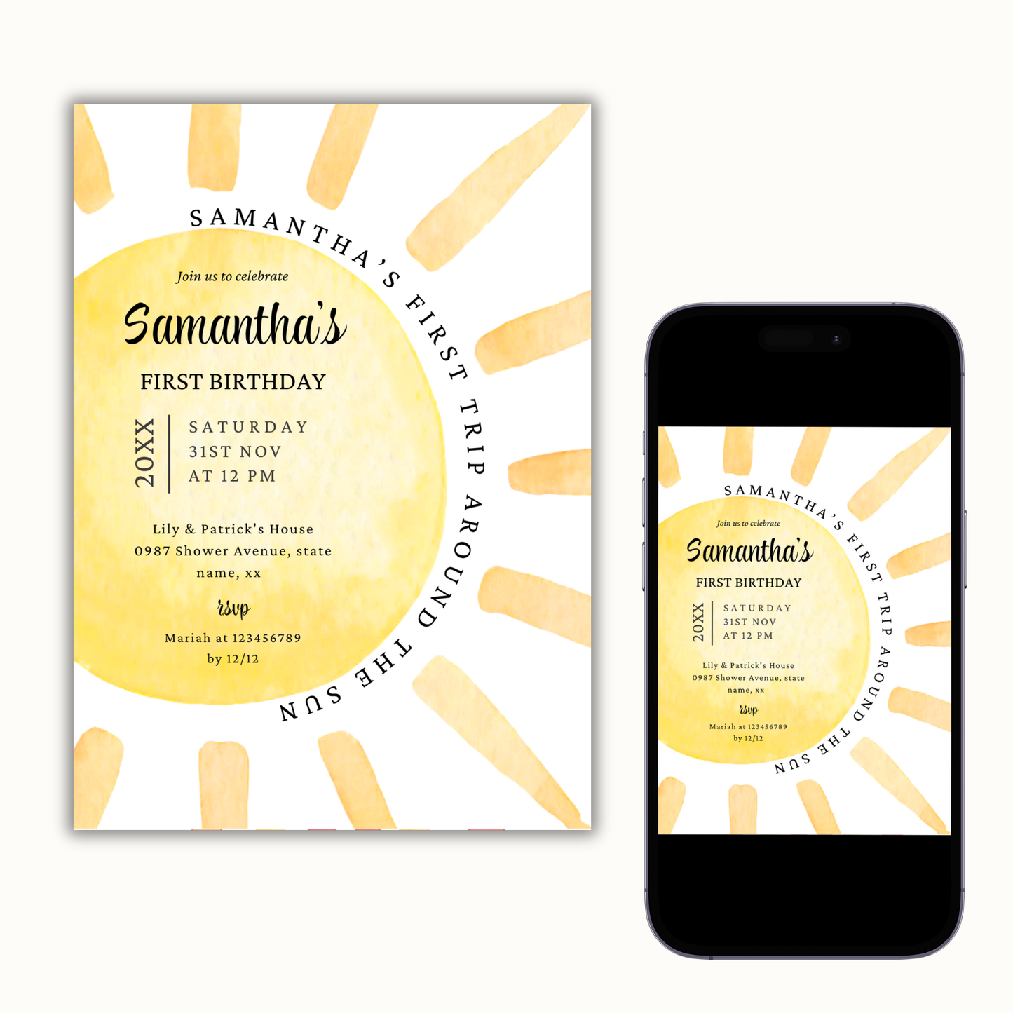 1st Trip Around the Sun Invitation