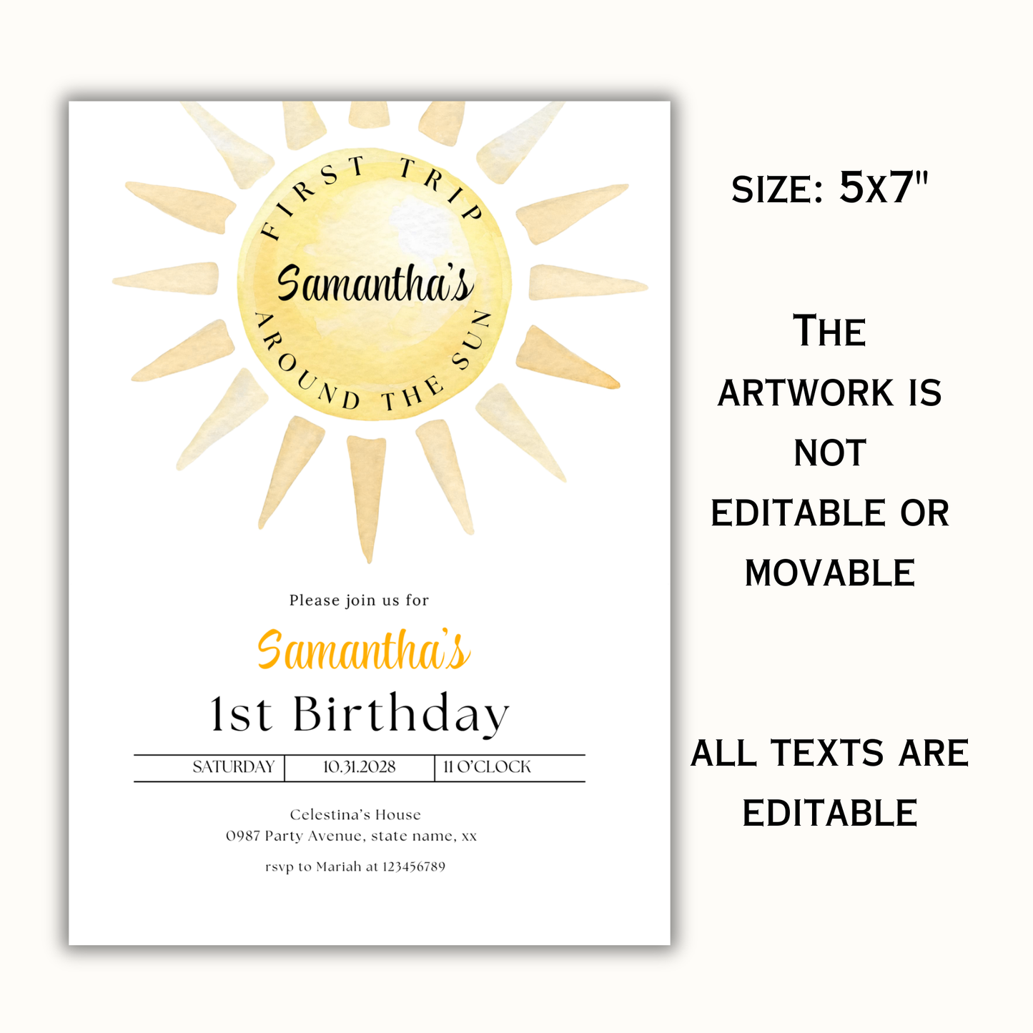 First Trip Around the Sun Invitation