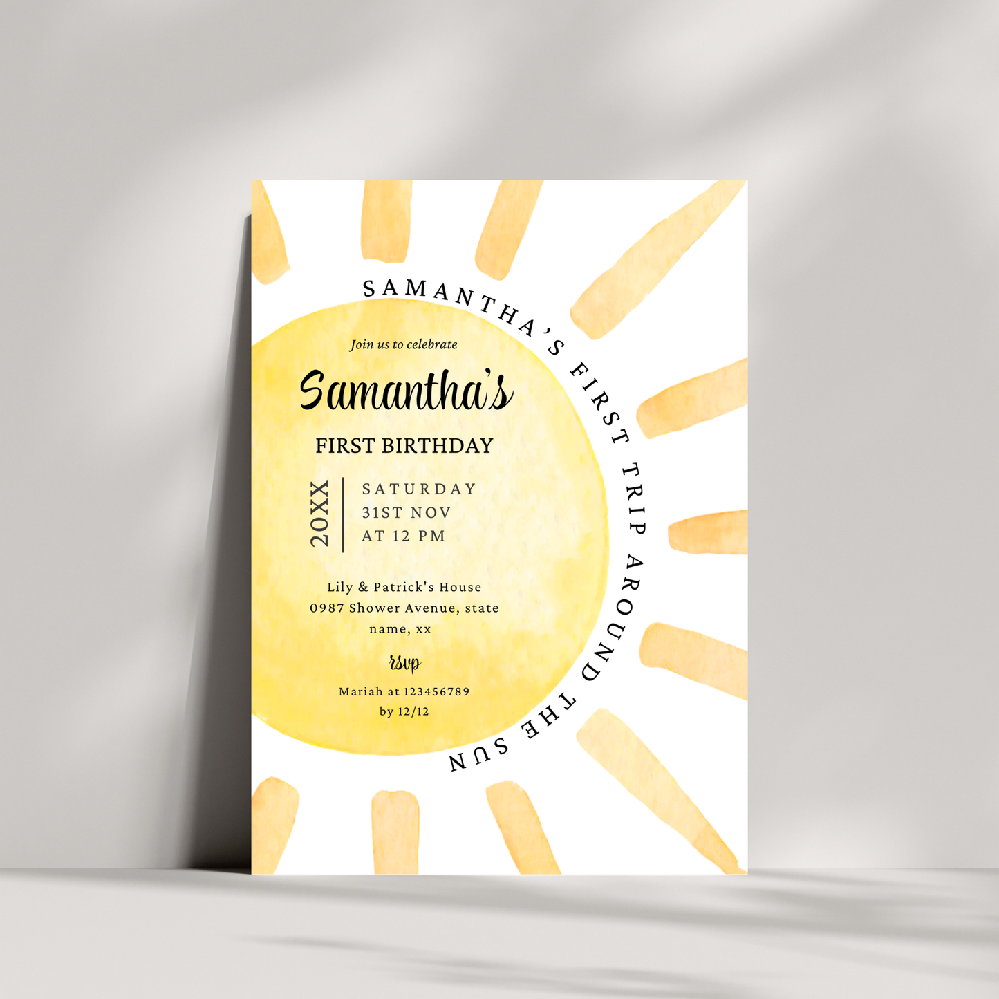 1st Trip Around the Sun Invitation