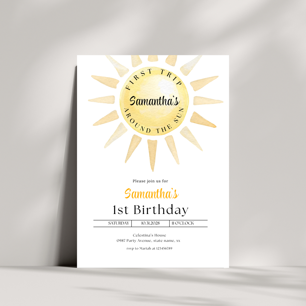First Trip Around the Sun Invitation