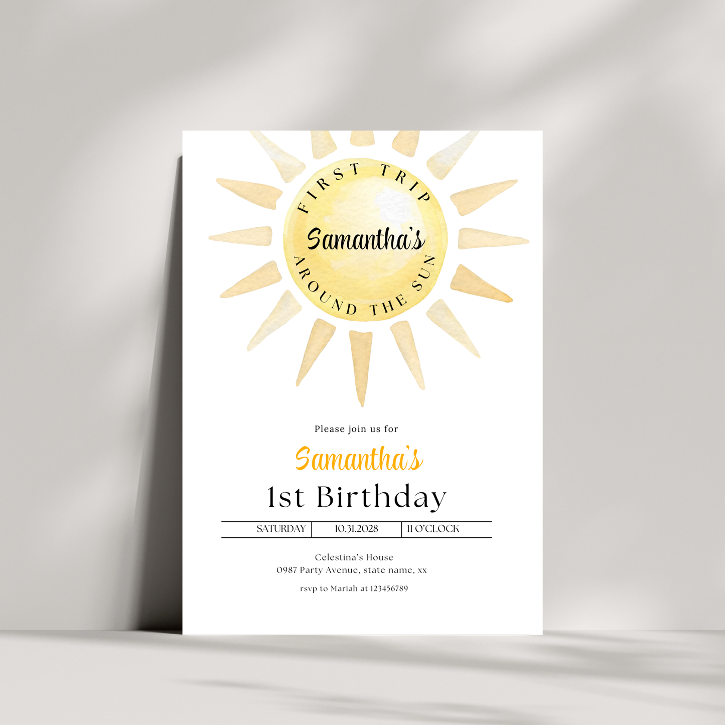 First Trip Around the Sun Invitation