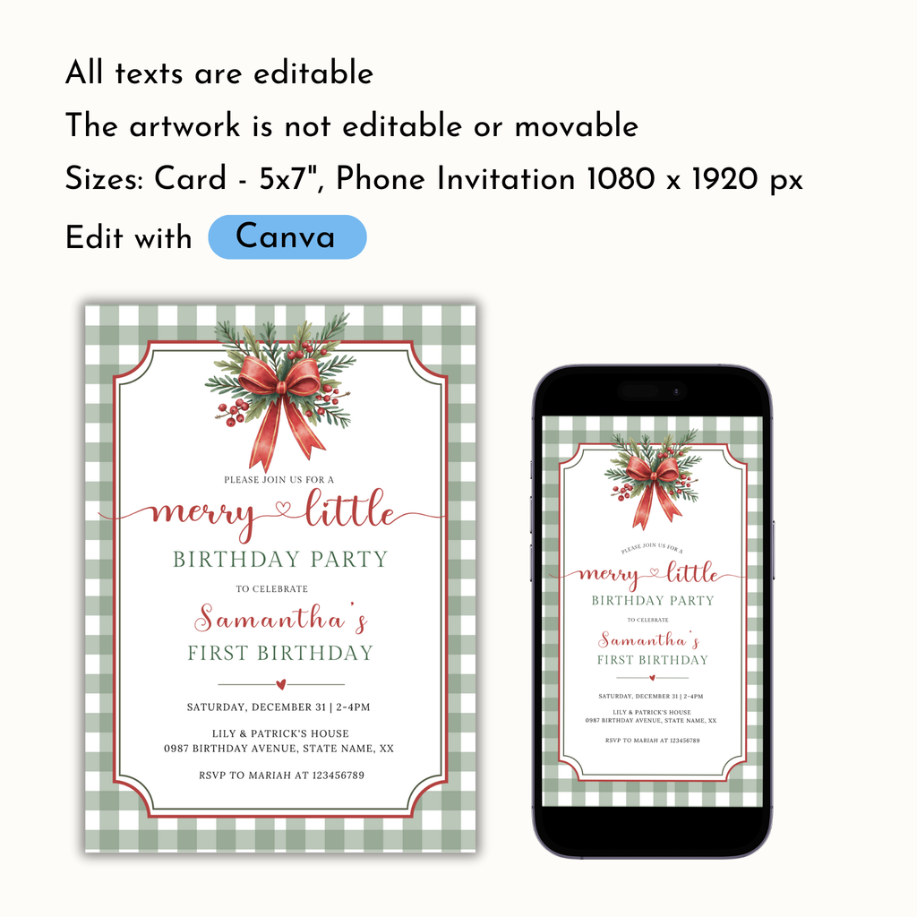 Christmas 1st Birthday Invitation #1 | CV76