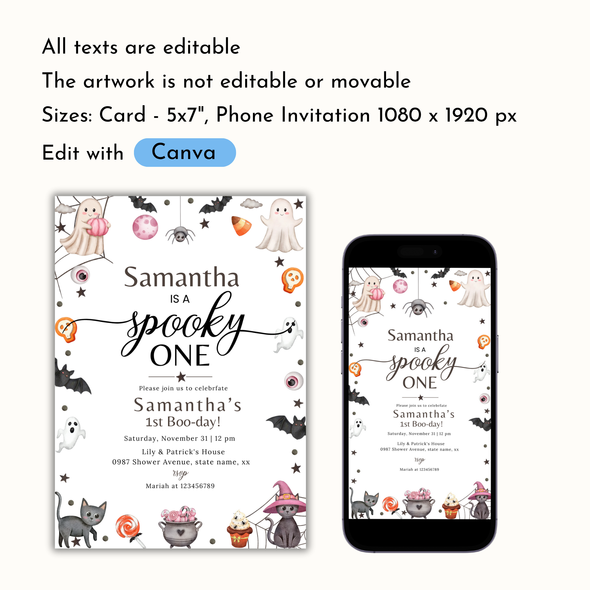 Spooky One Birthday Invitation