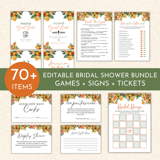 Love at First Spritz Bridal Shower Games & Signs