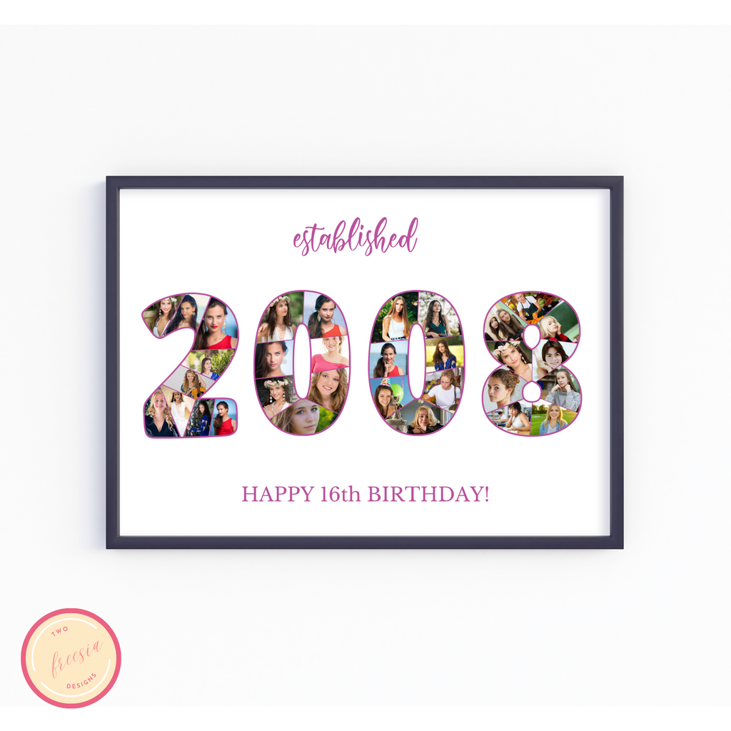 Customizable Number 2008 Photo Collage - for Birthdays and Anniversaries