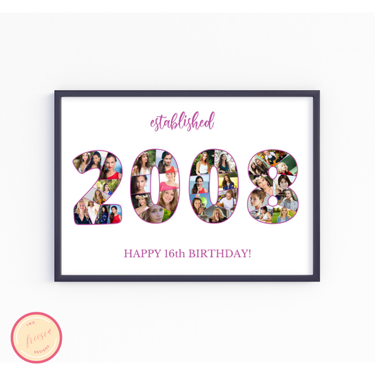 Customizable Number 2008 Photo Collage - for Birthdays and Anniversaries