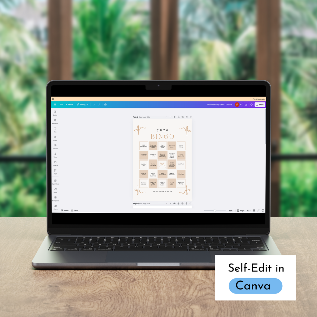 2026 Vision Board Bingo Card
