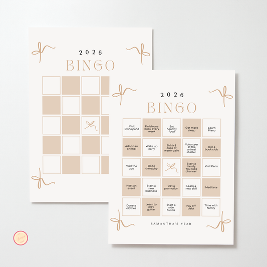 2026 Vision Board Bingo Card