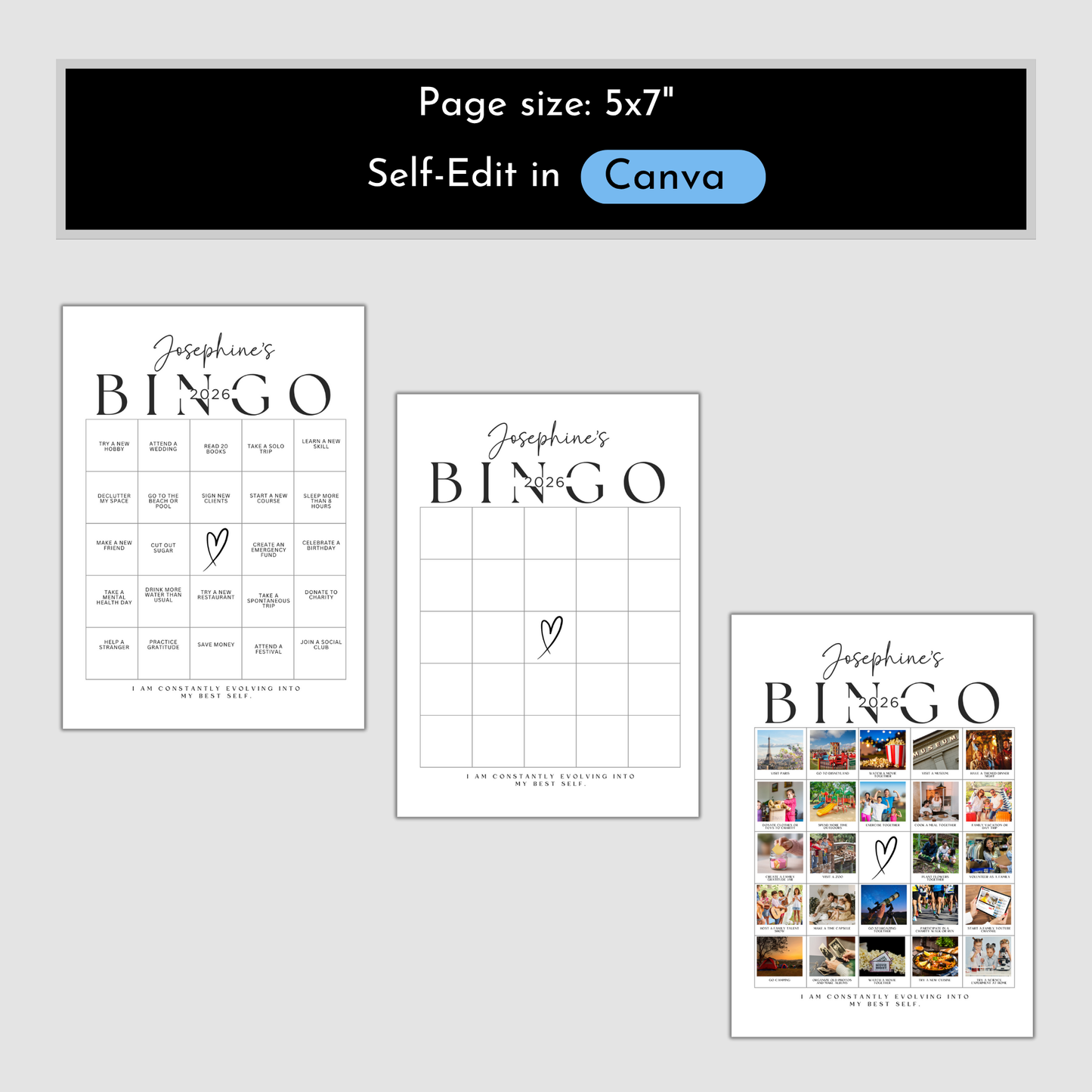 2026 Vision Board Bingo with Photos