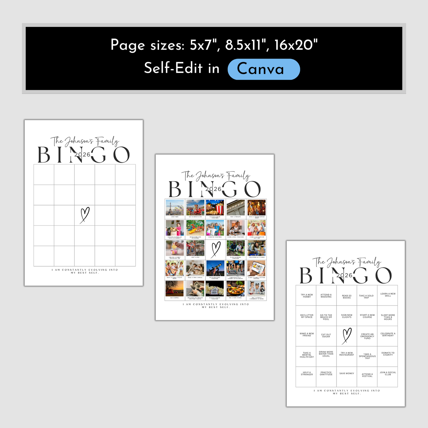 2026 Family Vision Board Bingo