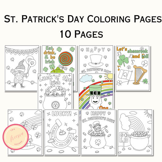 St. Patrick's Day Coloring Pages for Kids - (10 Pages)